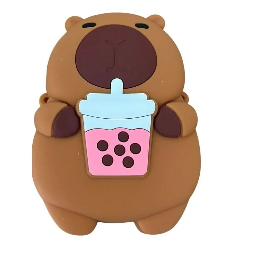 Capybara Boba Tea Rubber Mini Shoulder Crossbody Bag Purse Coin Pouch New